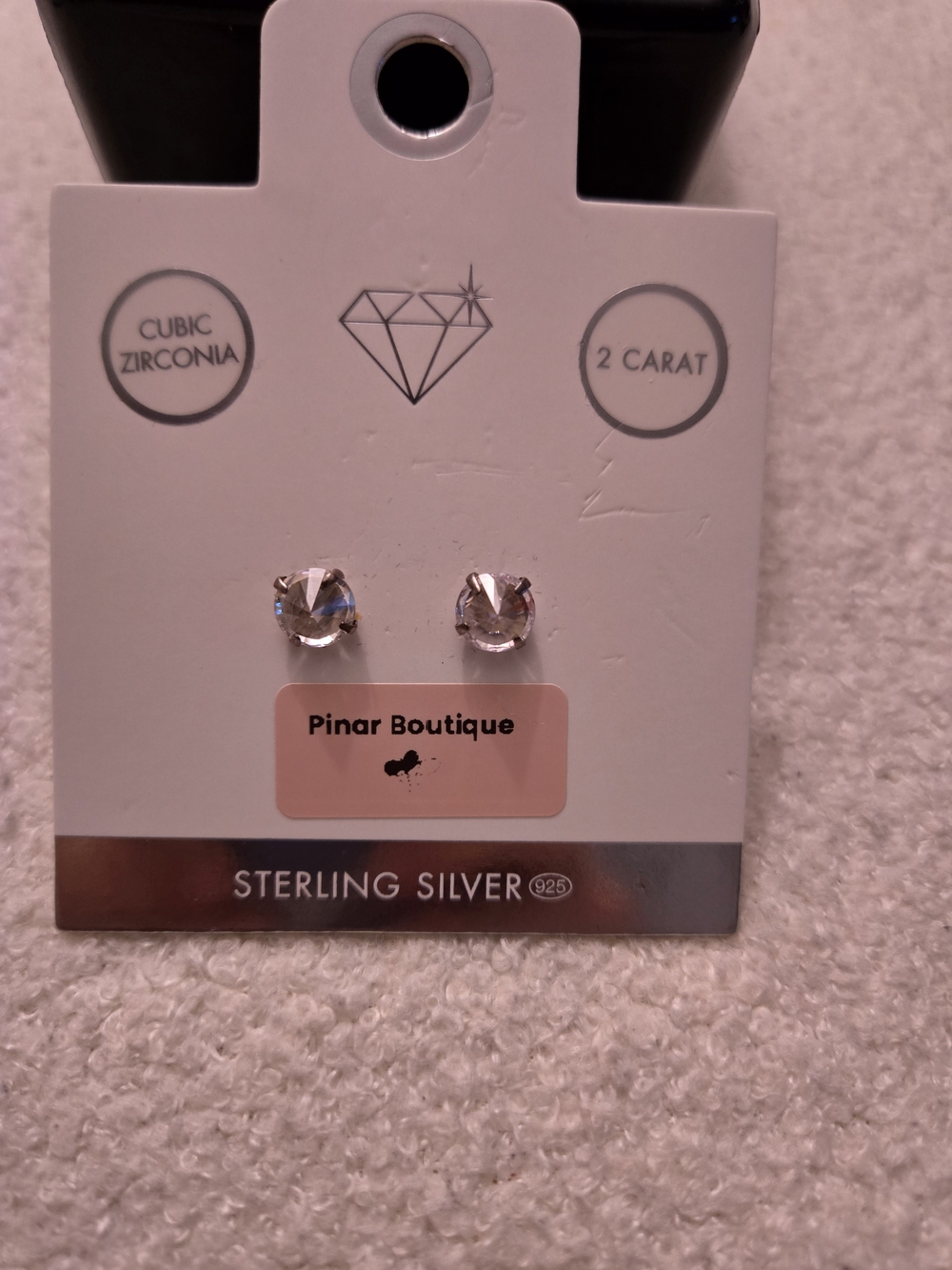 Sterling Silver Clear Cubic Zirconia Stud Earrings - 2 Carat